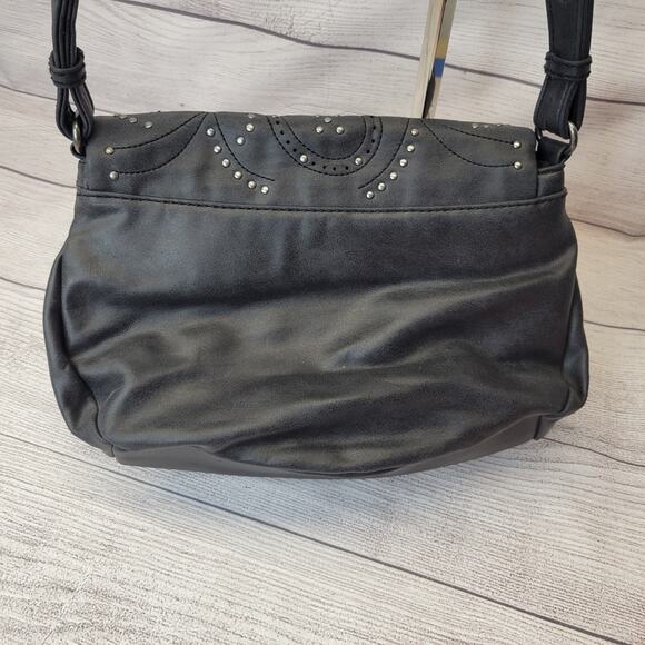 Coldwater Creek Gray Studded Vegan Leather Organizing Shoulder Bag - Picture 6 of 15